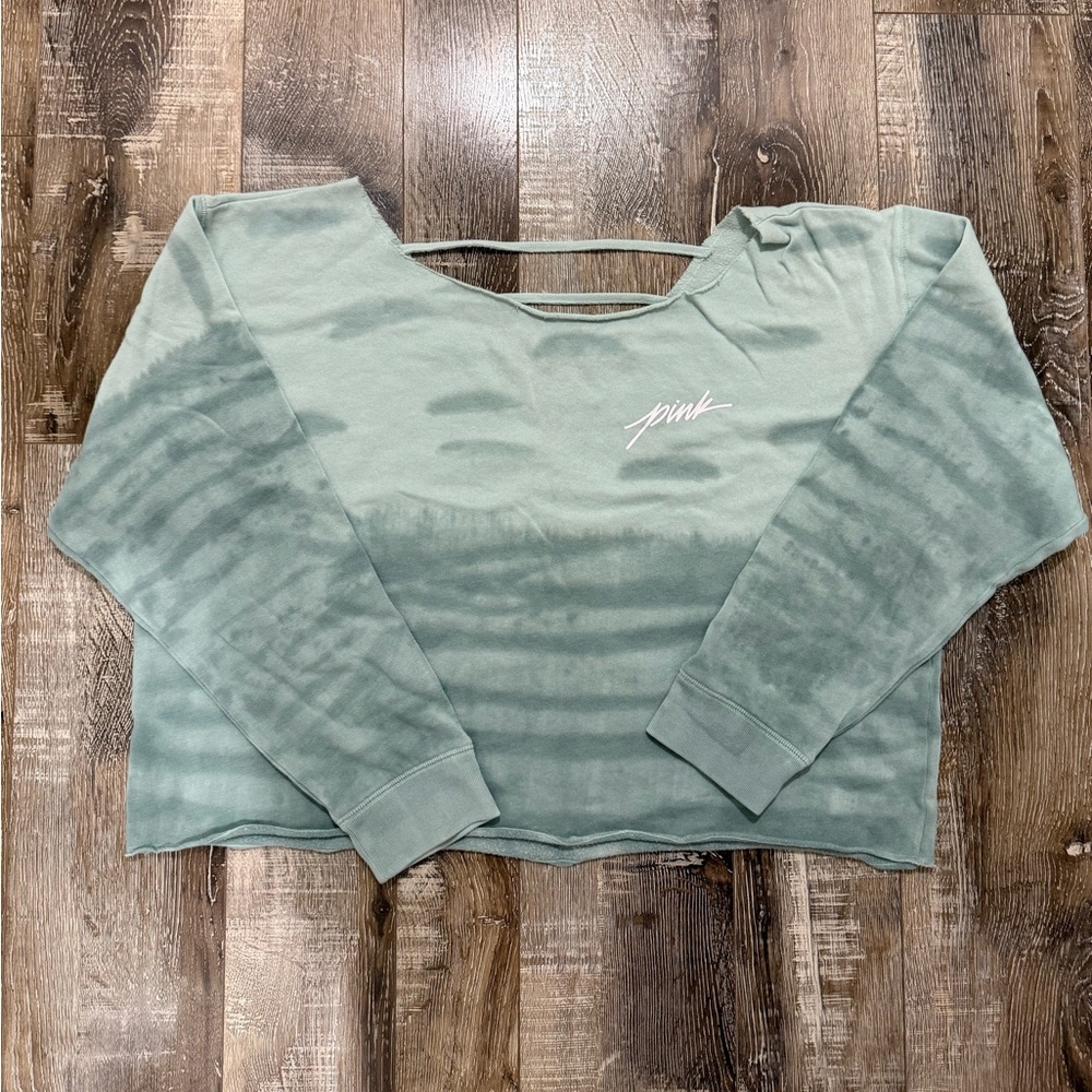 PINK Victoria's Secret Green Off-the-Shoulder Sweater
